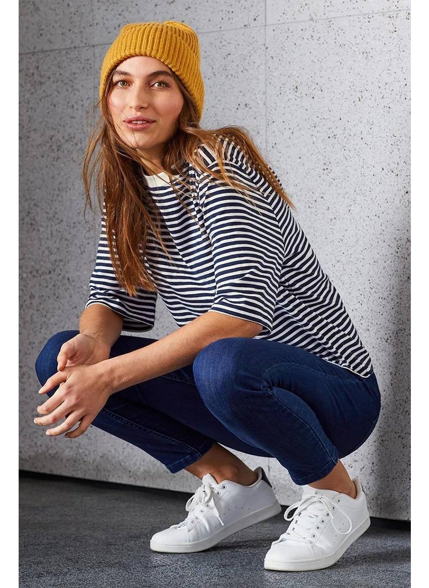Tchibo - Women Short Sleeve Striped T-shirt, Navy/White - Image 1