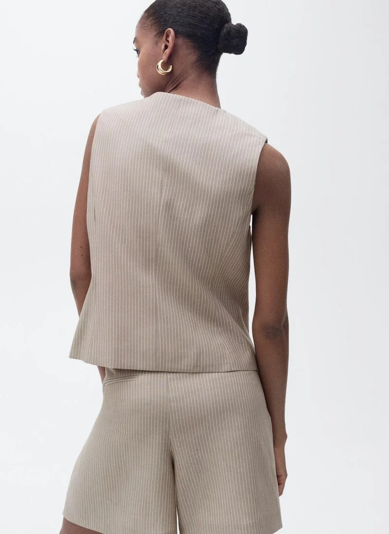 مانجو Casual Striped Lyocell Suit Waistcoat