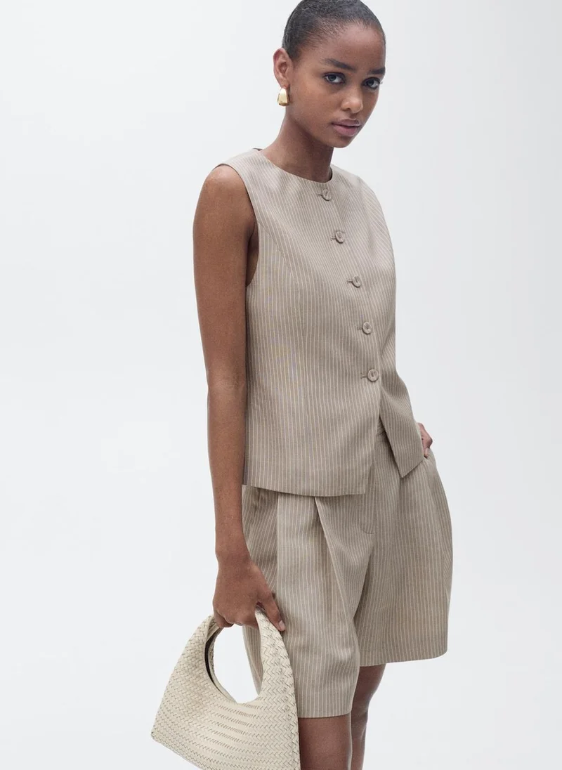 مانجو Casual Striped Lyocell Suit Waistcoat