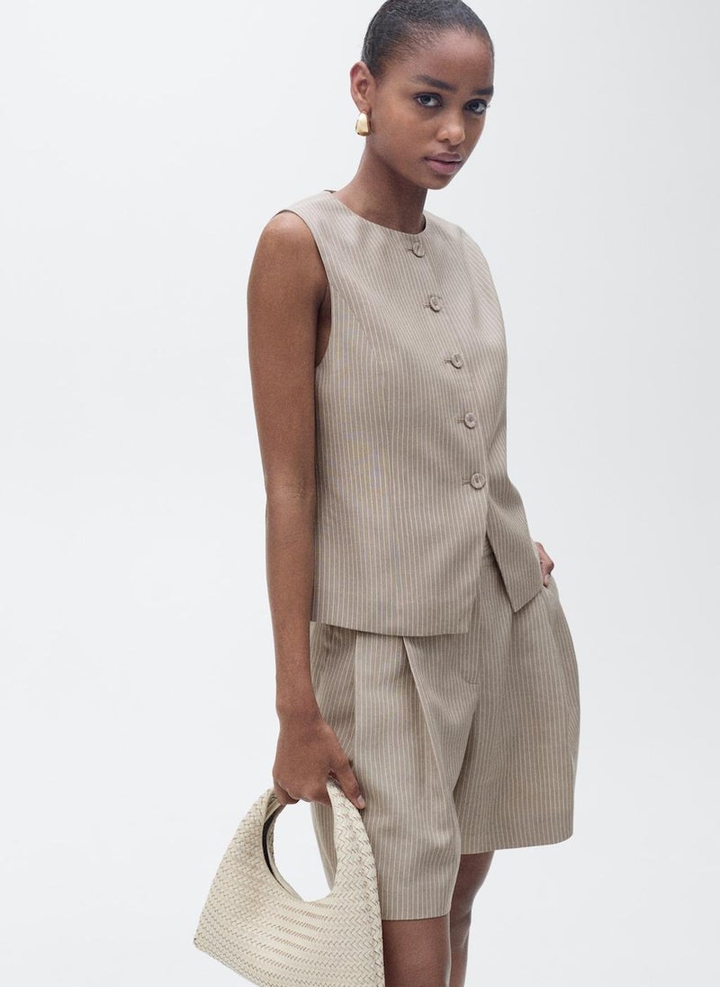 MANGO Casual Striped Lyocell Suit Waistcoat  - Image 1