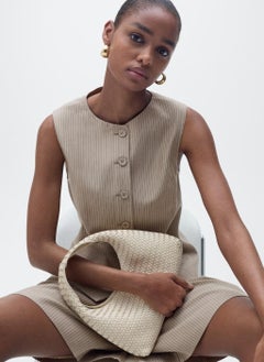 MANGO Casual Striped Lyocell Suit Waistcoat  - Image 3