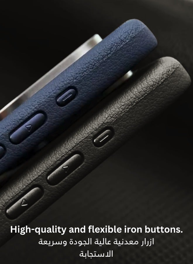 Protection cover for iPhone 16 Pro , with classic patterns, with ons and a metal frame- blue - Image 3