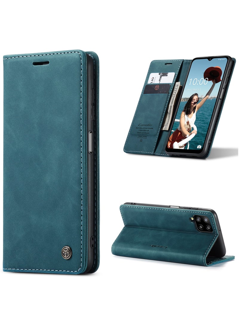 CaseMe Samsung Galaxy A12 4G/5G/M12 Case Wallet Case Book Folding Flip Folio Case with Magnetic Kickstand Card Slots Protective Cover - Green - Image 1