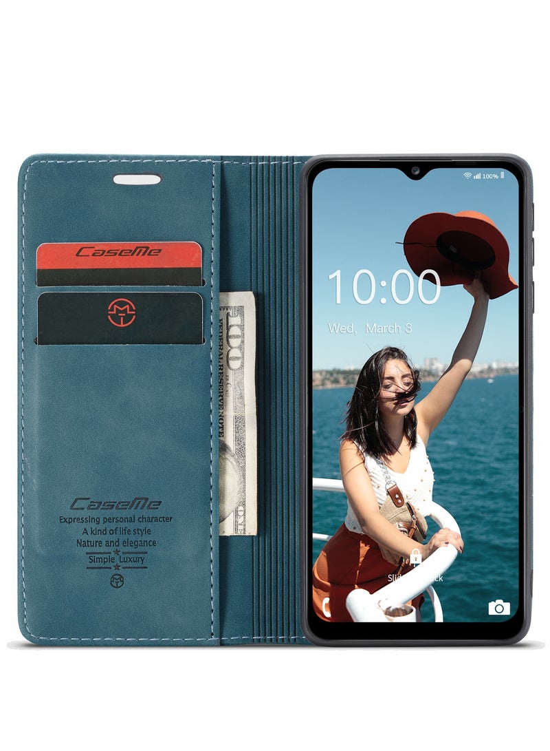 CaseMe Samsung Galaxy A12 4G/5G/M12 Case Wallet Case Book Folding Flip Folio Case with Magnetic Kickstand Card Slots Protective Cover - Green - Image 4