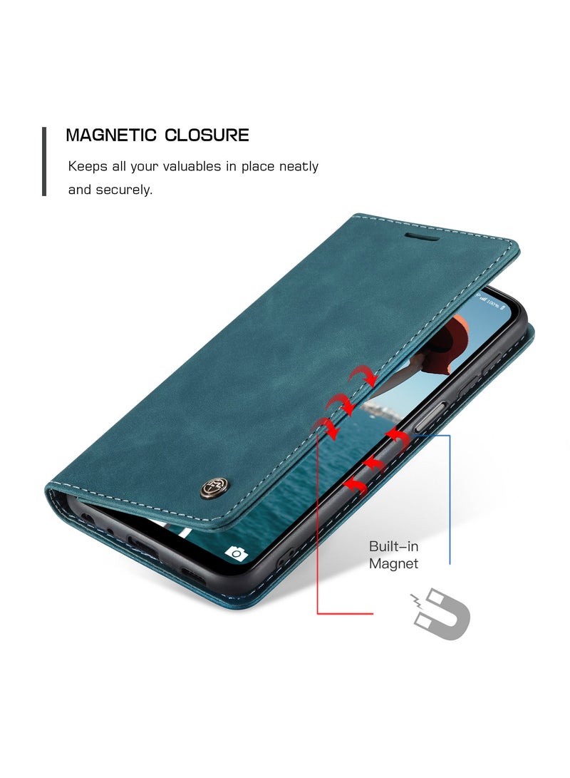 CaseMe Samsung Galaxy A12 4G/5G/M12 Case Wallet Case Book Folding Flip Folio Case with Magnetic Kickstand Card Slots Protective Cover - Green - Image 5