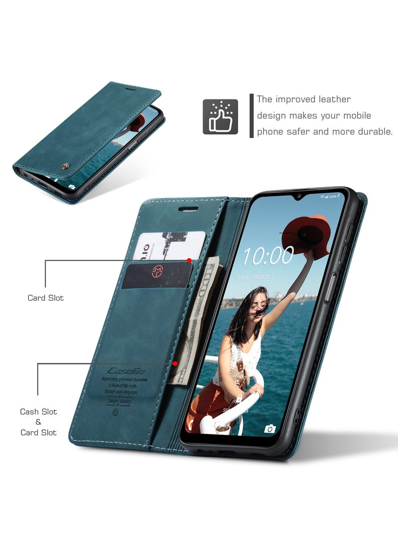 CaseMe Samsung Galaxy A12 4G/5G/M12 Case Wallet Case Book Folding Flip Folio Case with Magnetic Kickstand Card Slots Protective Cover - Green - Image 2