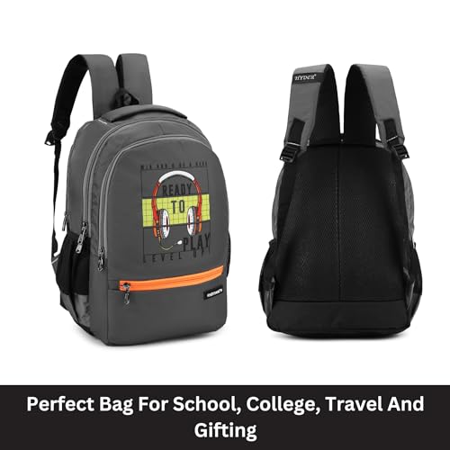 HYDER 35L Graphic Print Latest And Trendy Stylish Waterproof College/Casual/School Bag/Backpack For Kids, Boys, Girls, Men And Women | Best Bags For Everyday Use (Grey) - Image 3