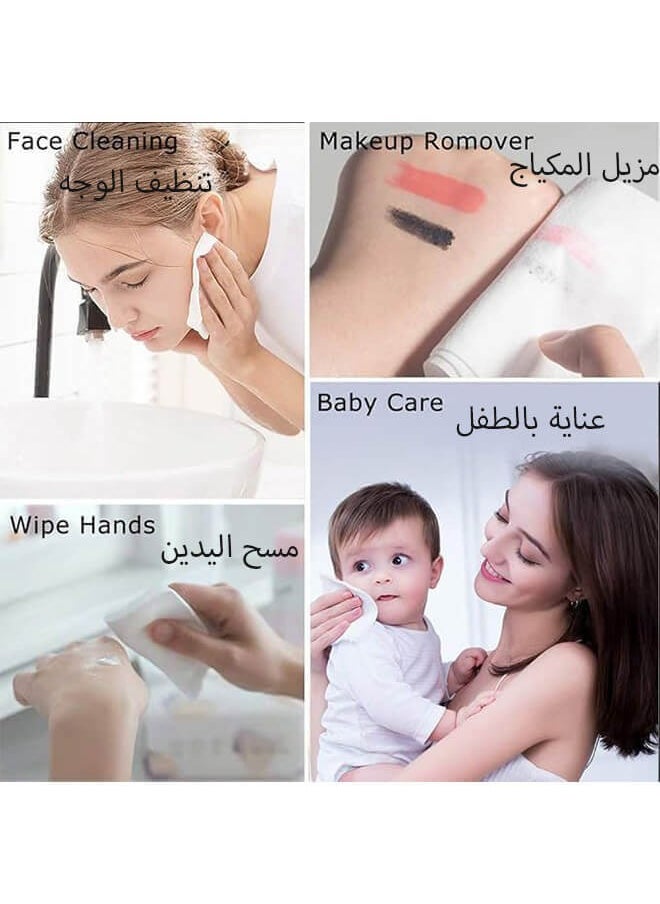 الأورلار 400 قطعة (4 عبوات) من المناديل القطنية ذات الاستخدام الواحد، 100% قطن، خالية من الكحول، للتنظيف اليومي، للعناية بالطفل، مناديل مبللة قابلة للحمل، مناسبة للبشرة الحساسة، للبالغين والرضع  - Image 4