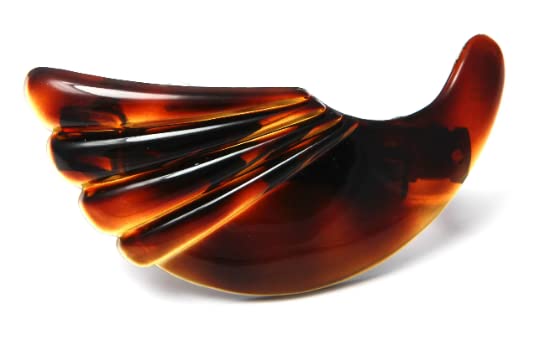 French Large 35 Inch Long Horn Shape Hair Barrette Durable Celluloid Tortoise Shell Hair Clip Made In France U13