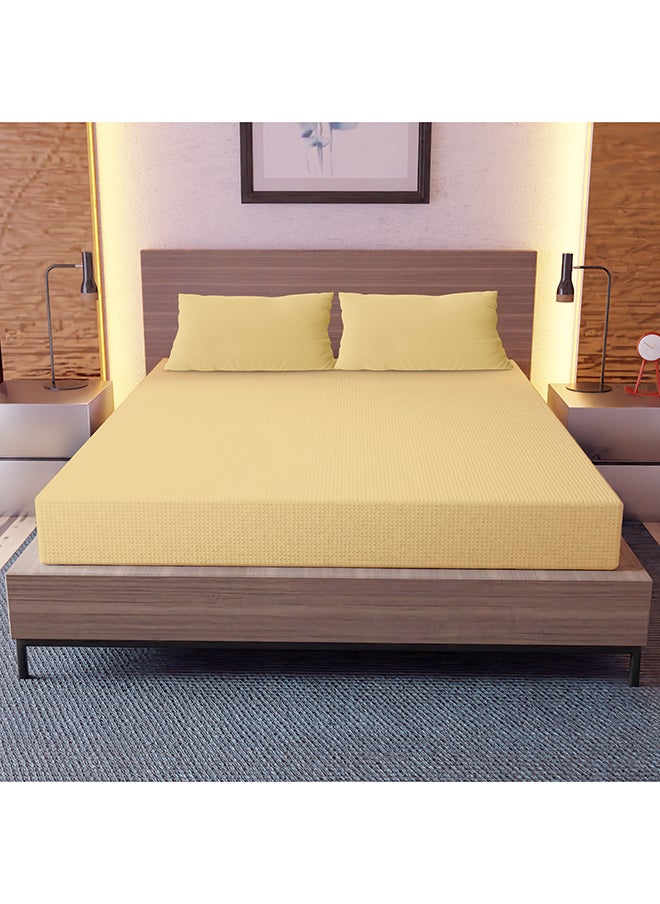White Rose SolidColored Double Size Bedsheet Set 128 Thread Count Premium Quality Cotton BlendedSoft And Comfortable Yellow1 Double Bed Flat Sheet (229 x 254 cm) and 2 Pillow case (51 x 76 cm)  - Image 3