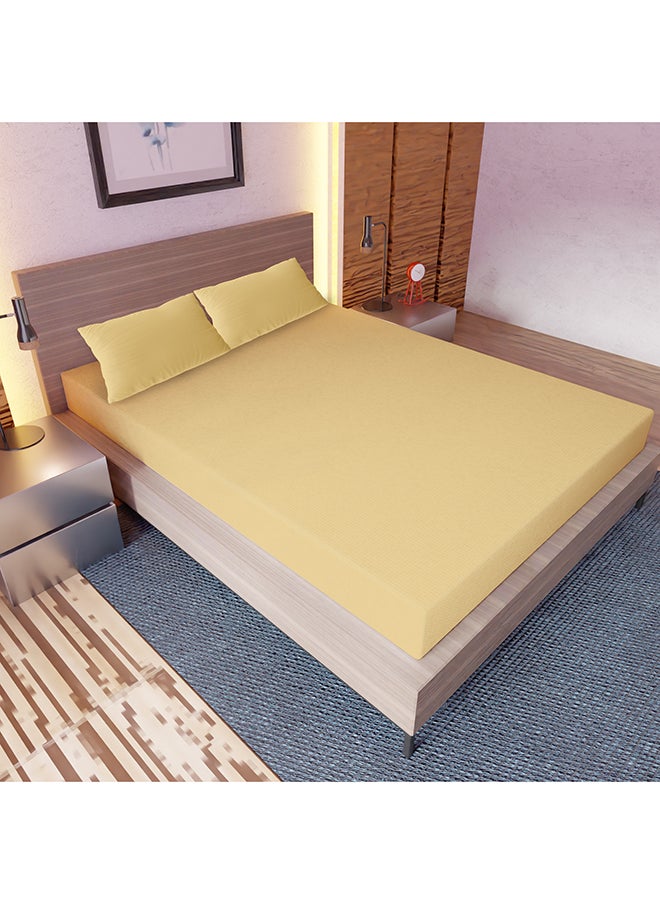 White Rose SolidColored Double Size Bedsheet Set 128 Thread Count Premium Quality Cotton BlendedSoft And Comfortable Yellow1 Double Bed Flat Sheet (229 x 254 cm) and 2 Pillow case (51 x 76 cm)  - Image 4