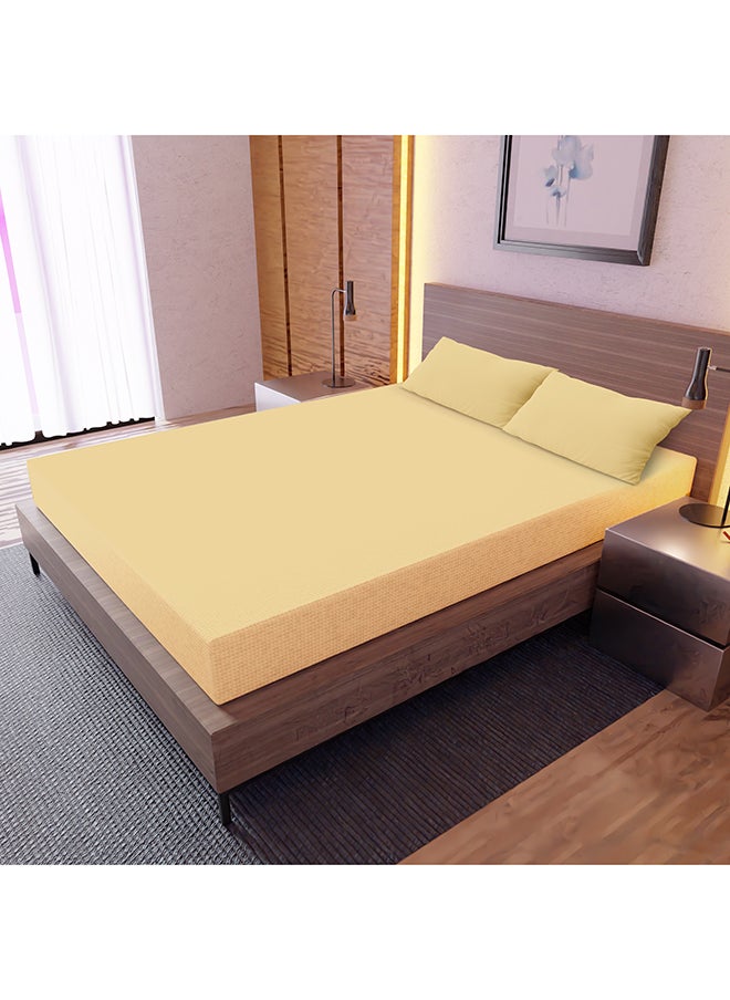 White Rose SolidColored Double Size Bedsheet Set 128 Thread Count Premium Quality Cotton BlendedSoft And Comfortable Yellow1 Double Bed Flat Sheet (229 x 254 cm) and 2 Pillow case (51 x 76 cm)  - Image 2