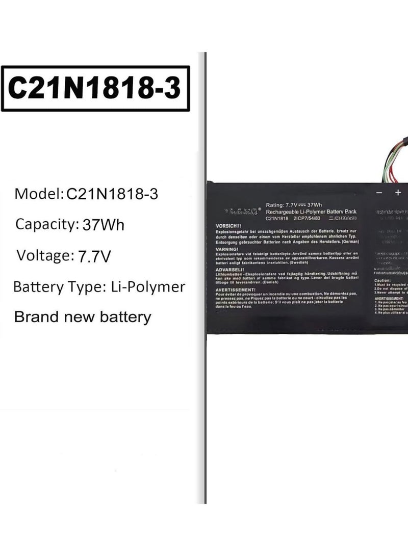 بطارية بديلة FESTAS C21N1818-3 / B21N1818-3 لاب توب 7.7 فولت 37 واط/ساعة متوافقة مع X509 وF509 وM509 وA509 وX409 وF409 وD409 - Image 2