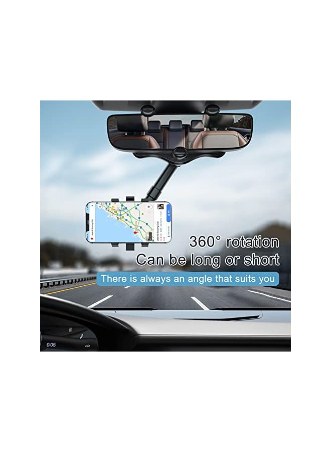Green Tiger 360 DEGREE Rearview Mirror Car Phone Holder Universal Holder, Adjustable Length, Suitable for Most 4 6.1 Inch Mobile Phones, black - Image 2