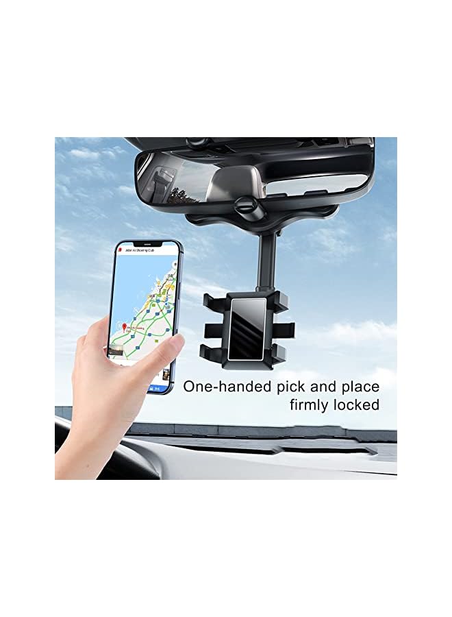 Green Tiger 360 DEGREE Rearview Mirror Car Phone Holder Universal Holder, Adjustable Length, Suitable for Most 4 6.1 Inch Mobile Phones, black - Image 3