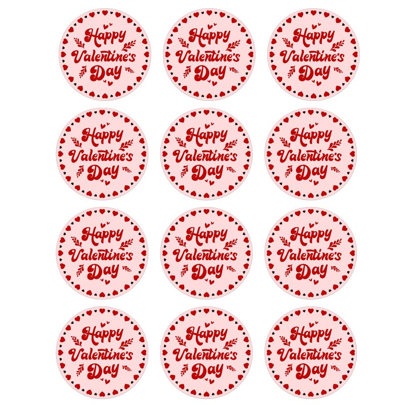 FaCraft Happy Valentines Day Stickers Round Valentine Labels 15 Valentines Day Gift Stickers Label Sticker for Envelope Seals Card Boxes Valentine Gift Wrap Valentines Day Decorations