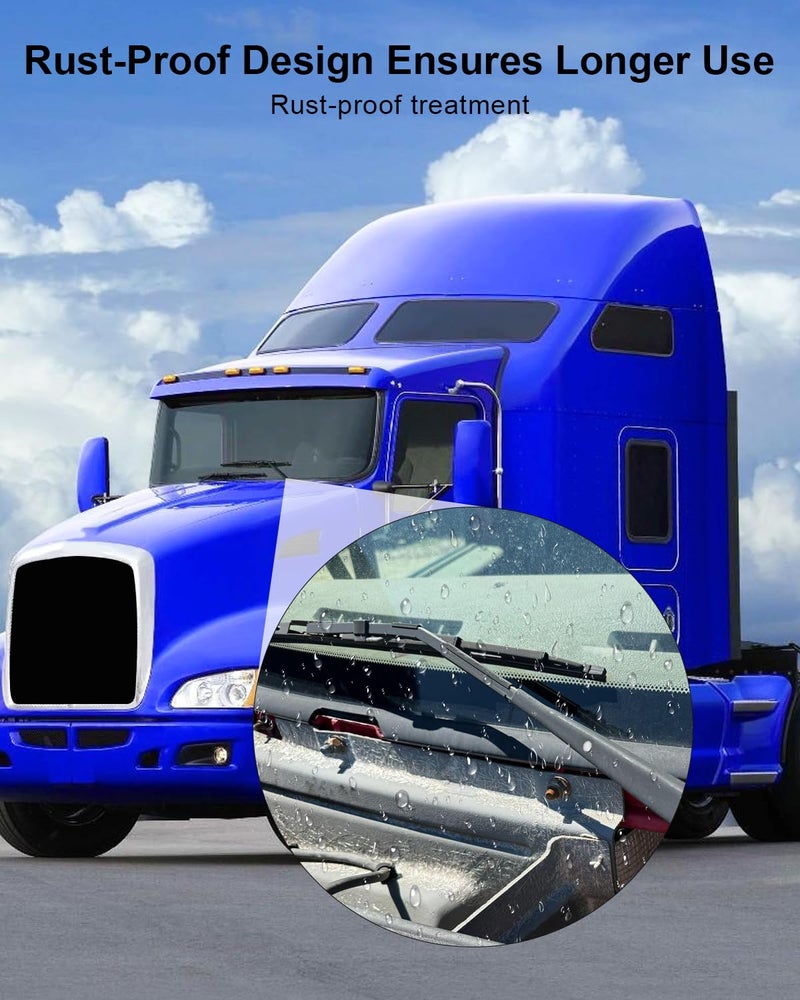 TIKSCIENCE 602-5405 ذراع مساحات الزجاج الأمامي الجانبي الأيسر مناسب لـ Kenworth T600 T660 T800 W900 2007-2020 استبدال R23102922 R23103522، ذراع المساحات الجانبي الأيسر مع فوهة رش وشفرة - Image 5