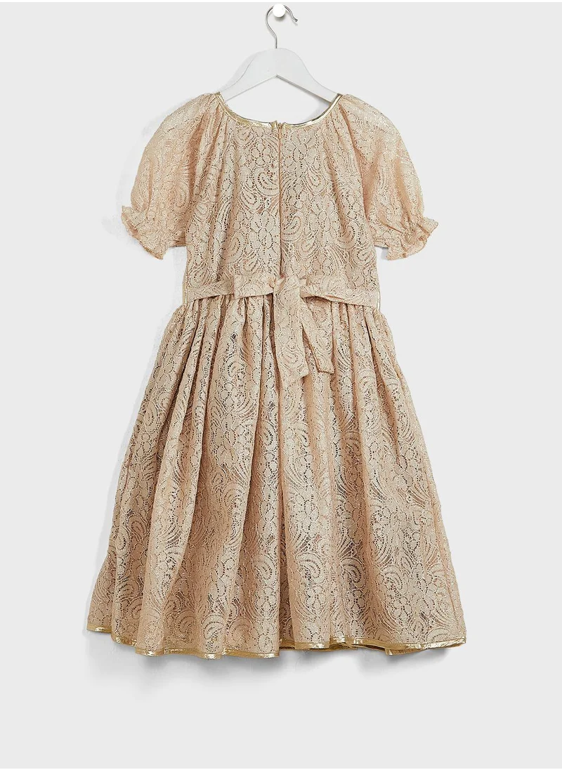 Little Golden Apple Little  Lace Detailed Dress