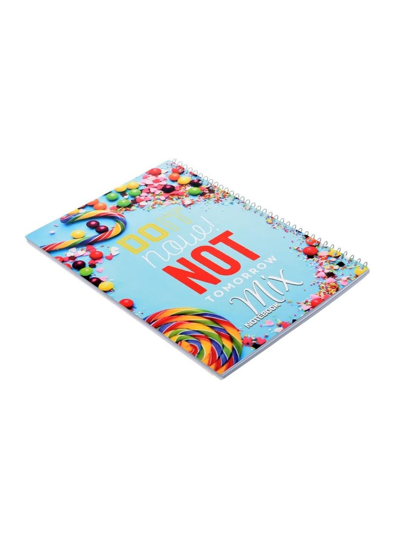 A4-mix high quality spiral math notebook (1/2 squares) 21 * 29.7 cm 80 sheets - Multicolour - Image 2