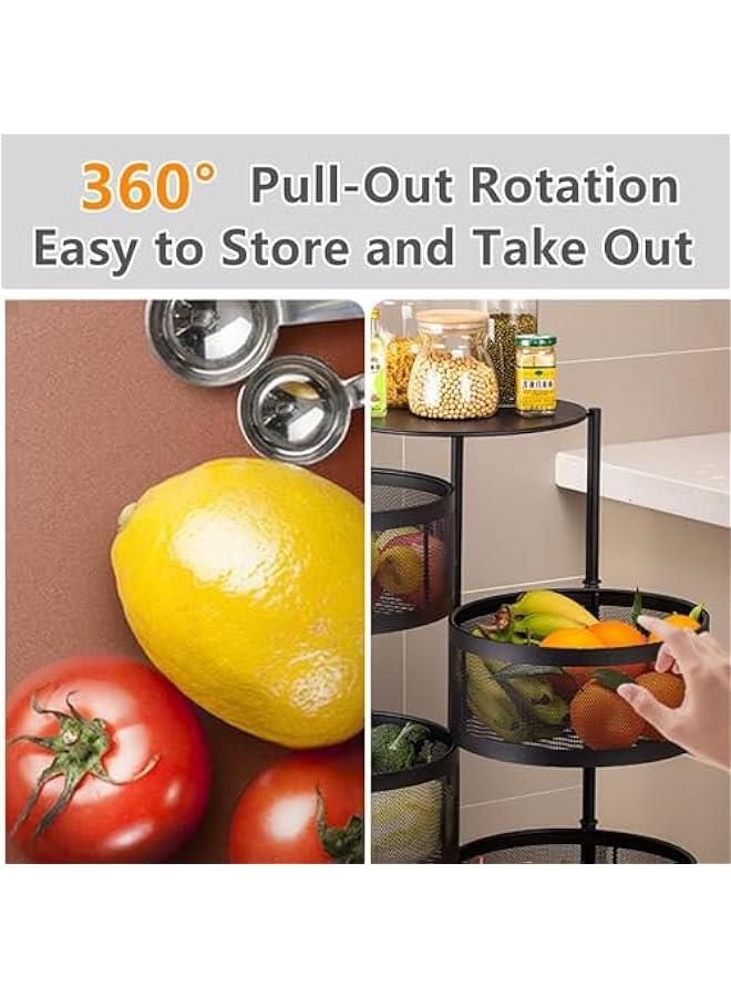 HOOKOR Rotating Multilayer Rotating Kitchen Shelf,Circular Storage Rack,Durable Corrosion-Resistant,with Swivel Caster Wheels Movable Storage Shelf -Versatile for Kitchen Living Room (3 layers) - Image 4