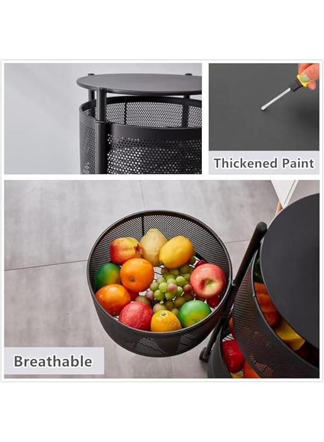 HOOKOR Rotating Multilayer Rotating Kitchen Shelf,Circular Storage Rack,Durable Corrosion-Resistant,with Swivel Caster Wheels Movable Storage Shelf -Versatile for Kitchen Living Room (3 layers) - Image 5