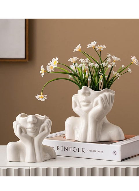 مزهرية على شكل رأس أنثى، مزهرية من الراتنج الصلب والبوليستر، مقاومة للكسر، بسيطة وأنثوية، مزهرية زهور عصرية على الطراز الاسكندنافي، مناسبة للمنزل، غرفة المعيشة، المكتب، ديكور رف الكتب
