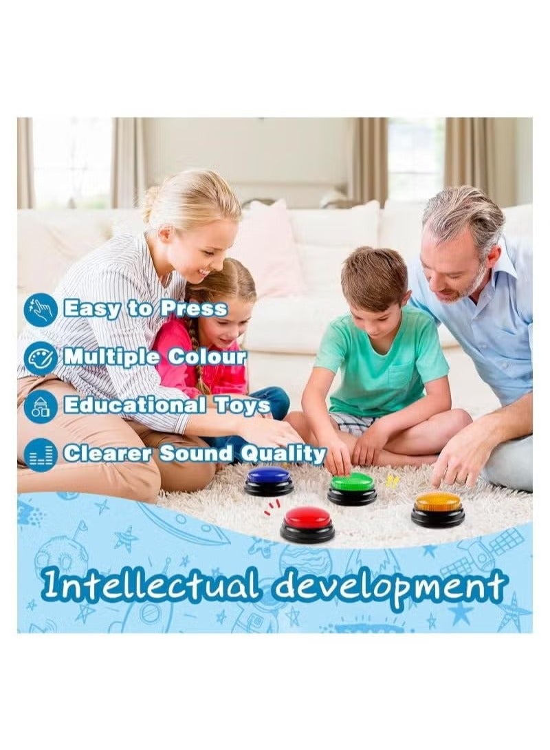 4 Pack Game Show Buzzers Answer Buzzers for Classroom Interactive Game Buzzer Great for Trivia Games and Family Games for Kids Ages 4-10