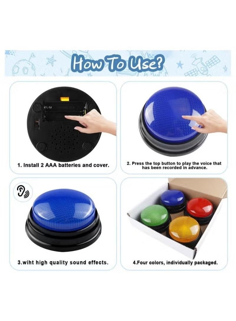 4 Pack Game Show Buzzers Answer Buzzers for Classroom Interactive Game Buzzer Great for Trivia Games and Family Games for Kids Ages 4-10