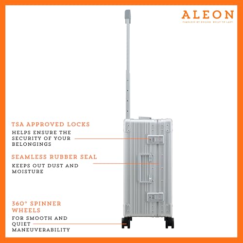 Aleon All Aluminum Lightweight 21" International Carry-On Hardside Luggage with Durable Hardshell, TSA Approved Heavy Duty Spinner Wheels, Rolling Travel Bag for Airplane, Premium Suitcase (Platinum) - Image 4