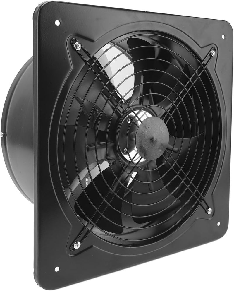 Industrial Air Extractor 12" Powerful Window Ventilation Exhaust Fan for Home Kitchen Suitable for Various Spaces Metal Black - Image 2