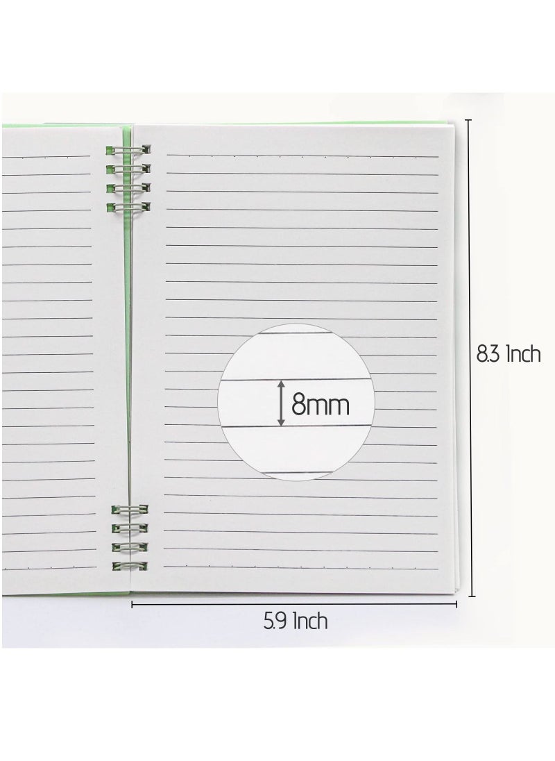4 Pieces Spiral Notebook Wide Ruled A5 Notebooks Journal Memo Planner with Thick Plastic Hardcover 8.3 x 5.9 Inch