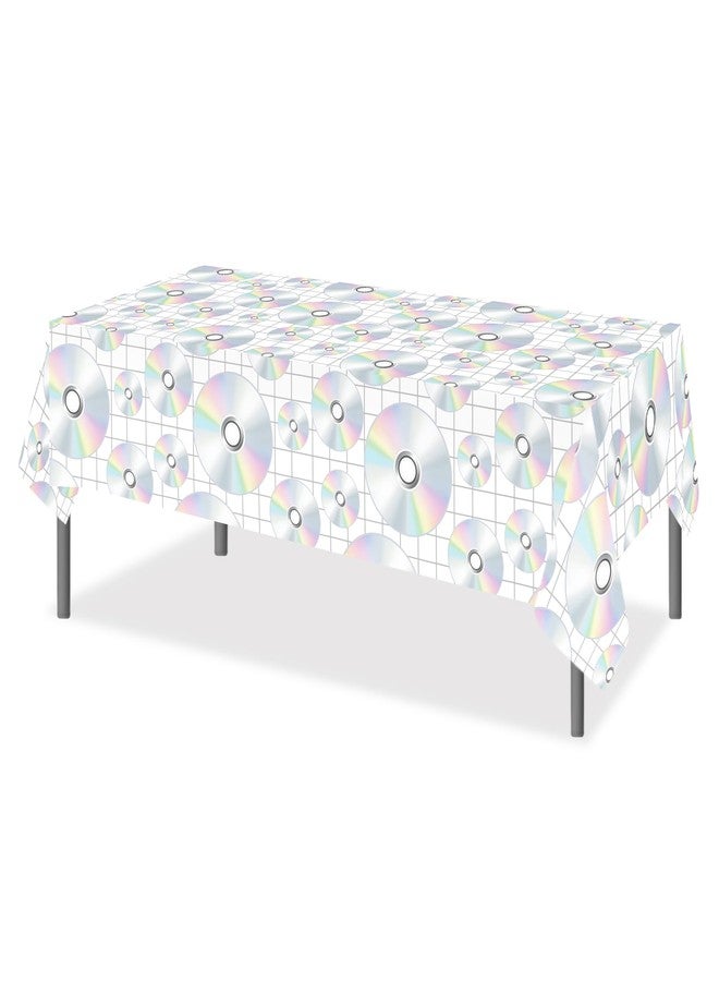 Lide Road 2Pcs CD Disc Party Tablecloth CD Disc Plastic Table Covers Music Themed Party Supplies Music Disposable Table Cover for 90s Music 1990s 2000s Birthday Supplies, 54x87In - Image 2
