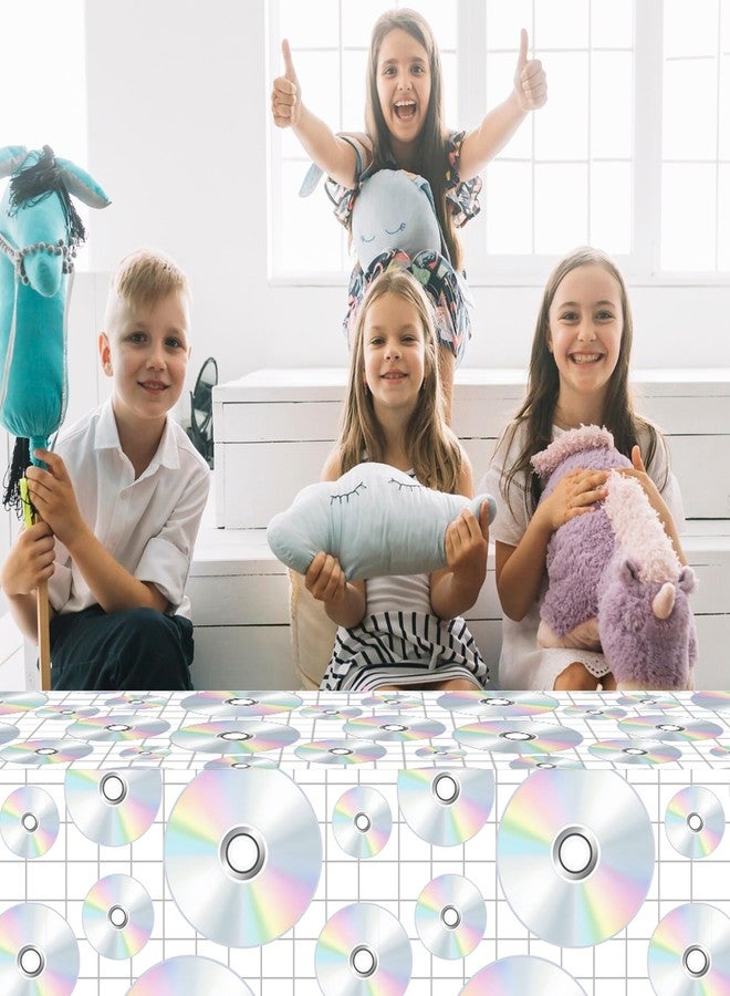 Lide Road 2Pcs CD Disc Party Tablecloth CD Disc Plastic Table Covers Music Themed Party Supplies Music Disposable Table Cover for 90s Music 1990s 2000s Birthday Supplies, 54x87In - Image 4