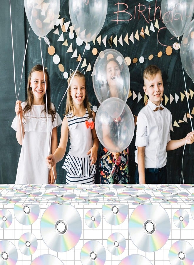 Lide Road 2Pcs CD Disc Party Tablecloth CD Disc Plastic Table Covers Music Themed Party Supplies Music Disposable Table Cover for 90s Music 1990s 2000s Birthday Supplies, 54x87In - Image 5