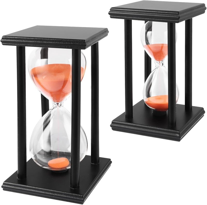 MIVIDE 30 Minutes 60 Minutes, Decorative Hourglass Timer, Black Wooden Frame, Hourglass Timer for Children, Games, Cooking, Exercise, Study - Image 1