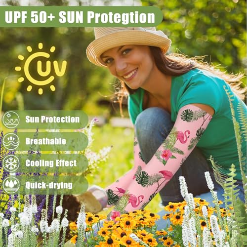Bebila Gardening Sleeves for Women Farm UV Sun Protection Anti-Scratch Cooling Sleeves with Thumb Hole Arms Cover Outdoors (pink) - Image 2