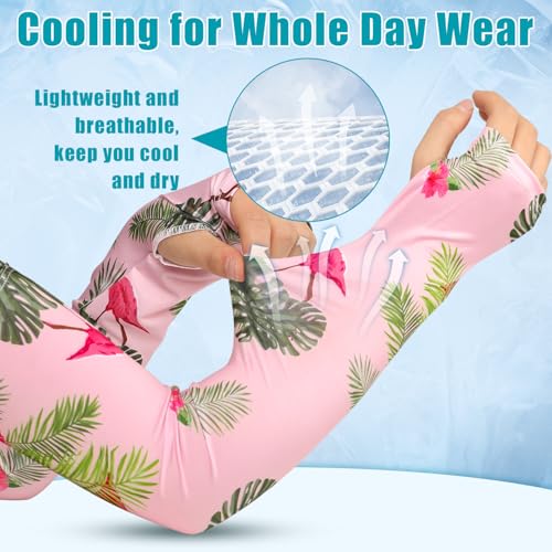 Bebila Gardening Sleeves for Women Farm UV Sun Protection Anti-Scratch Cooling Sleeves with Thumb Hole Arms Cover Outdoors (pink) - Image 3