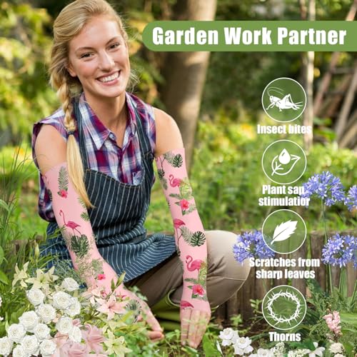 Bebila Gardening Sleeves for Women Farm UV Sun Protection Anti-Scratch Cooling Sleeves with Thumb Hole Arms Cover Outdoors (pink) - Image 4