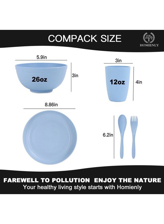 Homienly Wheat Straw Dinnerware Sets, 20pcs Unbreakable Microwave Dishwasher Safe Tableware Lightweight Bowls, Cups, Plates Set Reusable Dinner Plates Bowls set - Image 2