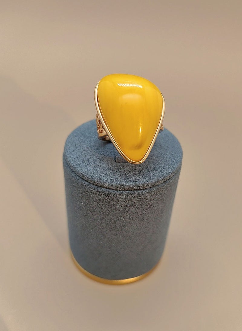 عام خاتم مفتوح من شمع العسل للرجال مصنوع من النحاس غير المنتظم والذهب عيار 18 قيراطًا