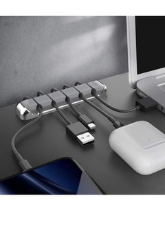 Y&D Cord Organizer, Cable Organizer Holder 5 Slots Desktop Wire Clips Keeper for Organizing USB Cable/Power Cord/Wire Home Office and Car (Grey)  - Image 5