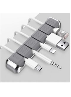 Y&D Cord Organizer, Cable Organizer Holder 5 Slots Desktop Wire Clips Keeper for Organizing USB Cable/Power Cord/Wire Home Office and Car (Grey)  - Image 1