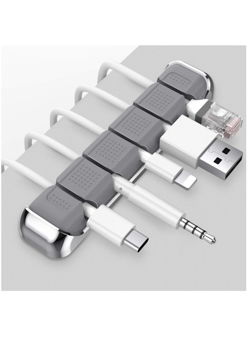 Y&D Cord Organizer, Cable Organizer Holder 5 Slots Desktop Wire Clips Keeper for Organizing USB Cable/Power Cord/Wire Home Office and Car (Grey)  - Image 1