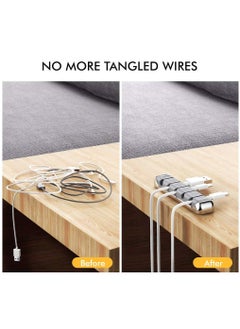 Y&D Cord Organizer, Cable Organizer Holder 5 Slots Desktop Wire Clips Keeper for Organizing USB Cable/Power Cord/Wire Home Office and Car (Grey)  - Image 4