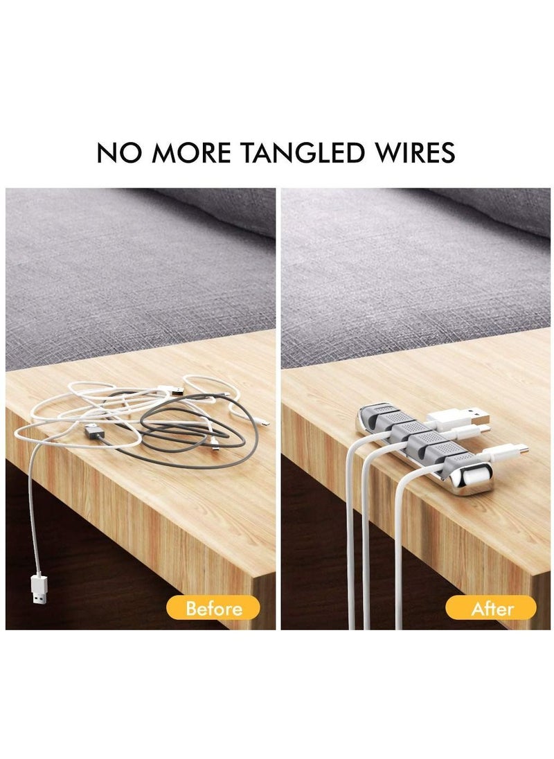 Y&D Cord Organizer, Cable Organizer Holder 5 Slots Desktop Wire Clips Keeper for Organizing USB Cable/Power Cord/Wire Home Office and Car (Grey)  - Image 4