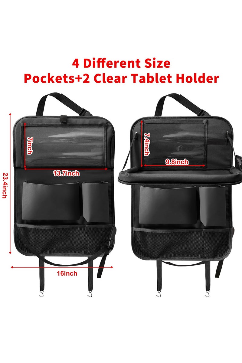 Car Organizer Back Seat with Tablet Holder for Kids, Car Storage Toy Organizer Kick Mats Seat Back Protector, 6 Storage Pockets Foldable Table Food Tray, 1 Pc - Image 2