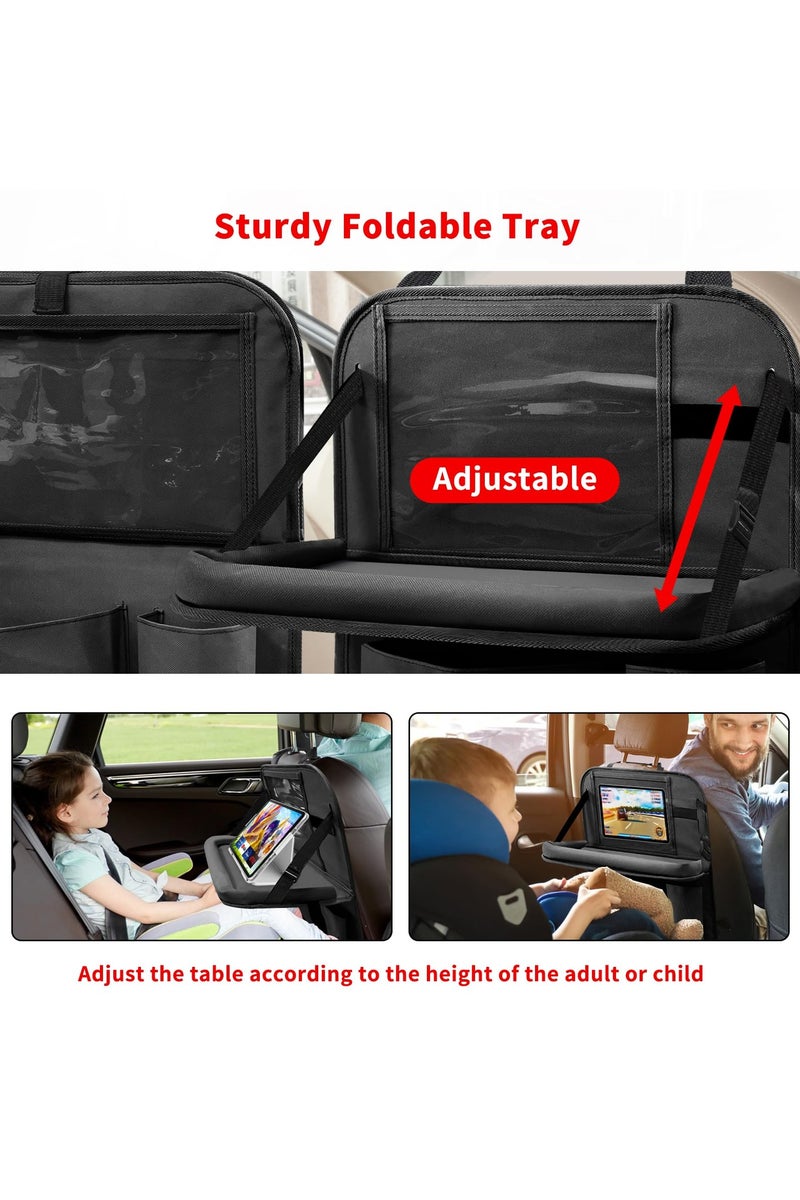 Car Organizer Back Seat with Tablet Holder for Kids, Car Storage Toy Organizer Kick Mats Seat Back Protector, 6 Storage Pockets Foldable Table Food Tray, 1 Pc - Image 4