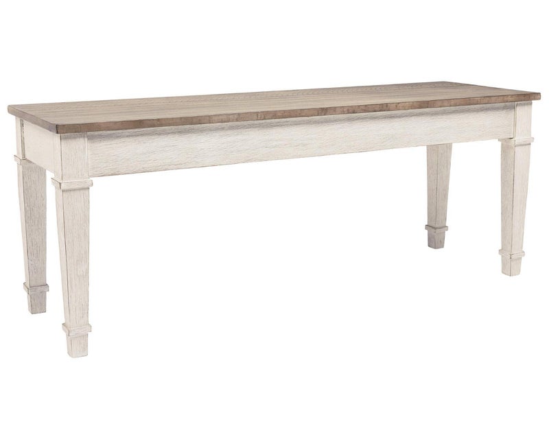 Signature Design by Ashley Skempton Farmhouse Storage Bench White  Light Brown