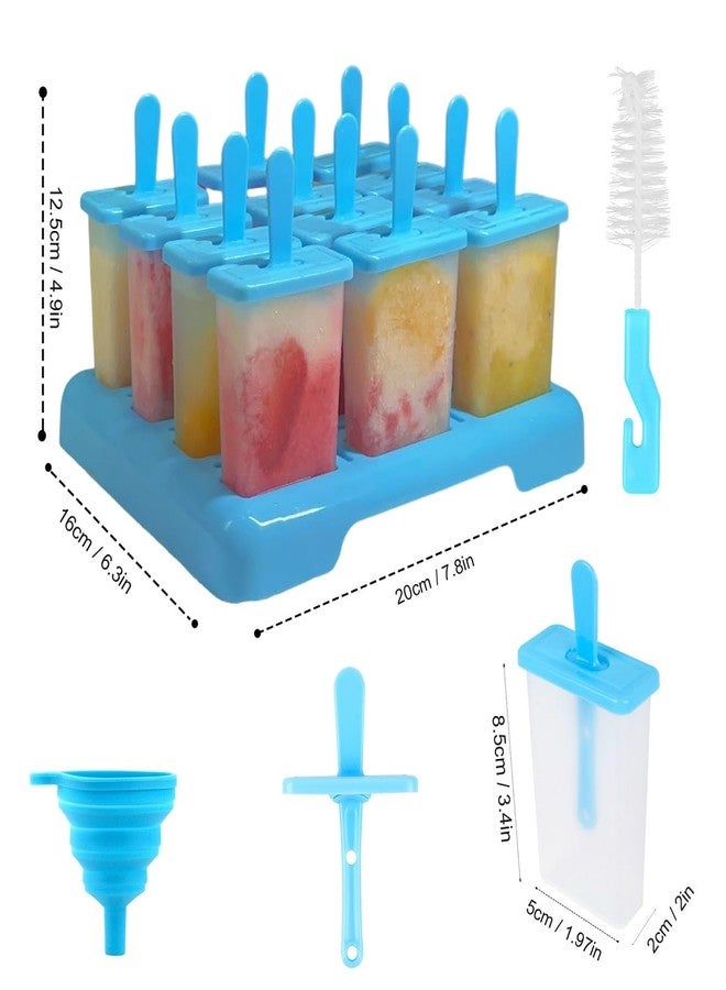 Alinana 12 Cavities Popsicles Molds, BPA-Free Popsicle Molds with Built-in Popsicle Stick, DIY Popsicle Molds with Cleaning Brush and Funnel - Image 5