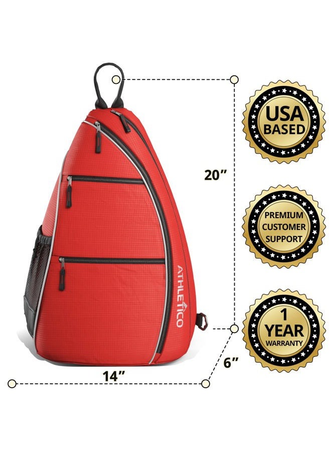 Athletico Sling Bag - Crossbody Backpack for Pickleball, Tennis, Racketball, and Travel for Men and Women (Red) - Image 5